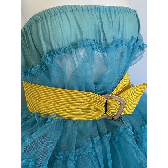 Vintage 80s Yellow Wearable Art Gold Double Buckle 33\